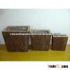 Antique original wooden bark planters with liner for garden decorative