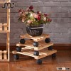 Wholesale unfinished universal wheel wooden bonsai stand