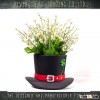 Pottery new year black hat w/flower pot