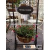 Decorative basket with WELCOME metal basket with coco liner garden decoration ZL090006a