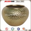 2016 new fiberglass gold flower pot with hammered finish