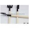 mini steel garden rake with wood handle