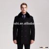 OEM Service Outwear Double-breasted Men's Wool Cashmere Pea coats With Fur Collar