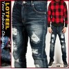 Multiple distressed patchwork washed blue slim denim jeans 501 (LOTM064)