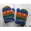 Wool hand knitted baby gloves with fleece lining
