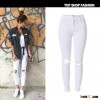 B10003A Women white jeans casual slim pants sexy lady high waist jeans