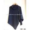 New style high quality 12gg women cashmere shawl poncho with button