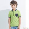 International custom printed collar contrast chest pocket kids polo shirts