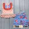 Newest girls flamingo shorts set wholesale children's boutique clothing remake toddle girl outfi