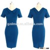Elegant Both Front and back V neck ladies formal office dress