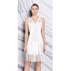 Women bodycon dresses Sleeveless Rayon Studded White Bandage Dress Sey Tassel Celebrity Evening Part