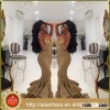 WD-12 Custom-made Big Ruffle Sleeveless Sweetheart Gold Sequin Mermaid Long Evening Dress 2016