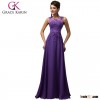 Grace Karin Hot Sale Pink Purple Red Royal Blue Black White Sleeveless V-Back Long Chiffon Evening D