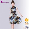 Strong Visual Sense Line Printing Fashion Office Lady Sexy Dress