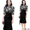 New Women Vintage Pinup Keyhole Stretch Ruched Tunic Formal Work Elegant Prom Cocktail Party Mermaid