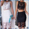 2016 Latest wholesale woman clothing dongguan new custom two piece sexy lace dress latest fashion cl