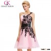 Grace Karin Sexy Party Formal Dress Short Organza Satin One Shoulder Light Pink Cocktail Dresses 201
