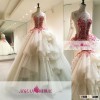 AR-28 Latest Dress Designs Girls Party Dress 3D Appliques Long Sleeves Organza Ball Gown Prom Dresse
