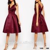 2015 New arrival latest fashion design women satin midi free prom dress