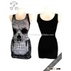 Skull print punk sleevless tunic dress