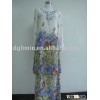 Latest Fancy Print Chiffon Islamic Baju Kurung and Kebaya