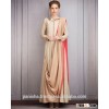 BEIGE AND CORAL LENGHA SET WITH MIRROR WORK