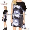 The Latest Fashion summer Heat Transfer printed Gril Bat Sleeve Dress