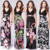 OEM New Women Flower Print Cocktail Beach Long Dress Sexy V Neck Party Evening Maxi Dresses