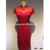 (MY1917) MARRY YOU High Neck Short Sleeve Elgant Red Qipao Chinese Traditional Cheongsam Dresses