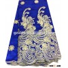 Royal blue african george fabric from india,raw silk george wrappers for african party(G1050)