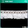 3.5 Centimeter 6MM Gold Grommet White Polyester Lace Tassel Metal EyeletTrimming