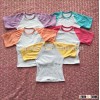New year wholesale stylish baby girls Clothes 3/4 sleeves ruffle shirt multi-colors raglan tops