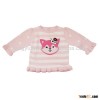 B8007 Baby pink and white striped sweater long-sleeved cute little fox