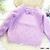 ca10011 round neck plain cute baby girls sweaters with bow