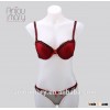 Hot sale black with red color ladies sexy net bra sets sexy bra panty set