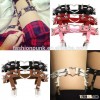Women Sexy Leather Leg Ring Garter Belt Elastic Punk Heart Rivet Thigh Ring collar Necklace