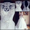 High Quality Embroidery Tullle Fashion Lace Applique Beaded With Buttons Back Vestidos Wedding Dress