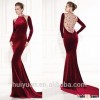 Wine Mermaid Long Sleeve Velvet Evening Dresses Bridesmaid Dress