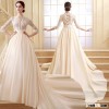 Vintage Long Sleeve Lace Appliqued Breathable Satin White Champagne Wedding Dress 2016 Mermaid