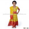 Jaipuri Bandhej Red n Yellow Girls Lehenga Choli Dress