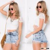 Cheap wholesale cargo women shorts washed fashion shorts high waist denim shorts