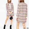 Alababa China Supplier Korea stripe elegant ladies western uniform skirts suits with side pockets 20