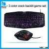 Adjustable Led crack backlit gaming keyboard mouse_seven color backlit