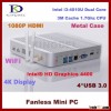 Cheap Core i3 mini pc i3-4010U Dual Core 1.7Ghz CPU gaming desktop pc, Fanless, USB3.0, WiFi, VGA,Ba