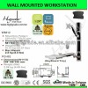 Hospital industrial height adjustable PC wall mount sit stand workstation with keyboard holder