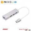 Aluminum alloy 3 ports USB hub with Gigabyte Ethernet Adapter