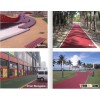 Colored cold modified asphalt mixture by using paving equipment