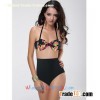 Wholesale Greek Goddess High Waisted Black Women's 2 Pieces Halter Neck Bikini BIS510