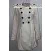 Cream Round Neck Winter Ladies Fashion Coats with Two patch pockets