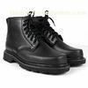 Black Leather Military Ankle Boots With Rubber Sole , 39 - 45 Size